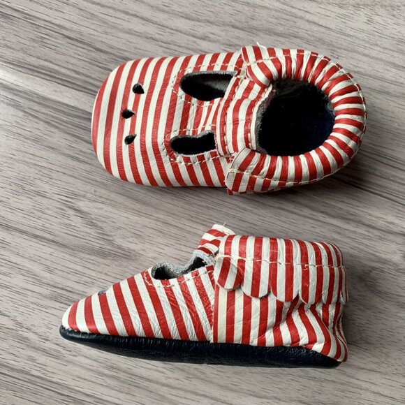 Freshly Picked Red & White Stripe Mary Jane Moccs - Picture 3 of 7